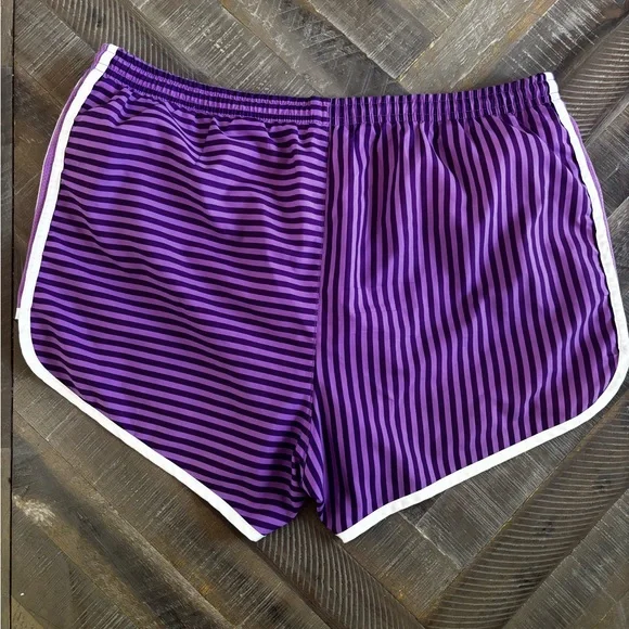 Nike Purple Striped Athletic Shorts with White Trim - Picture 5 of 6